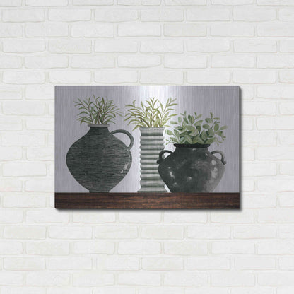 Luxe Metal Art 'Black Vase Set' by Cindy Jacobs, Metal Wall Art,36x24