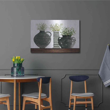 Luxe Metal Art 'Black Vase Set' by Cindy Jacobs, Metal Wall Art,36x24