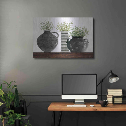 Luxe Metal Art 'Black Vase Set' by Cindy Jacobs, Metal Wall Art,36x24