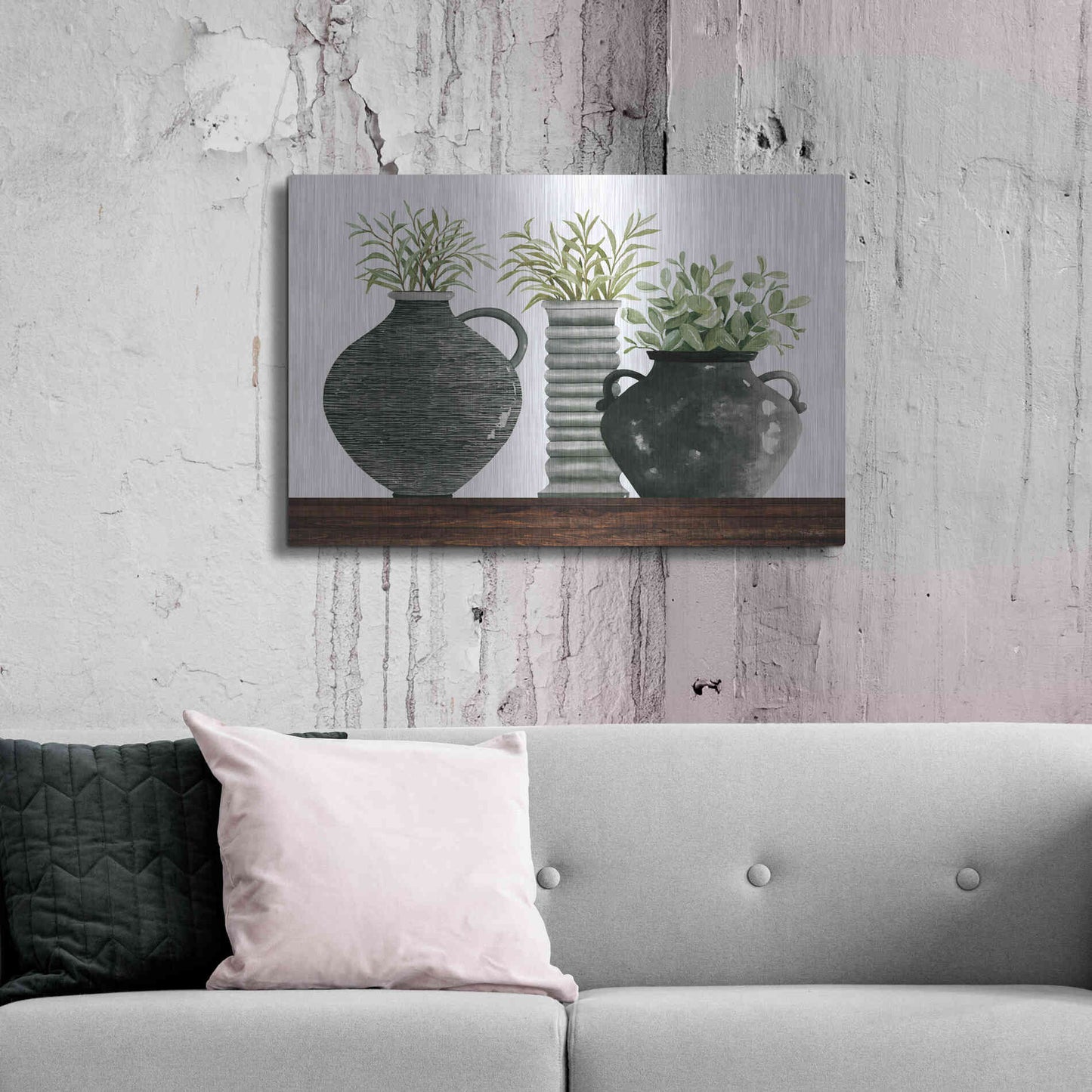 Luxe Metal Art 'Black Vase Set' by Cindy Jacobs, Metal Wall Art,36x24