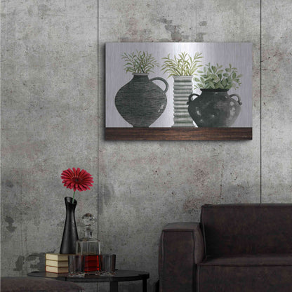 Luxe Metal Art 'Black Vase Set' by Cindy Jacobs, Metal Wall Art,36x24
