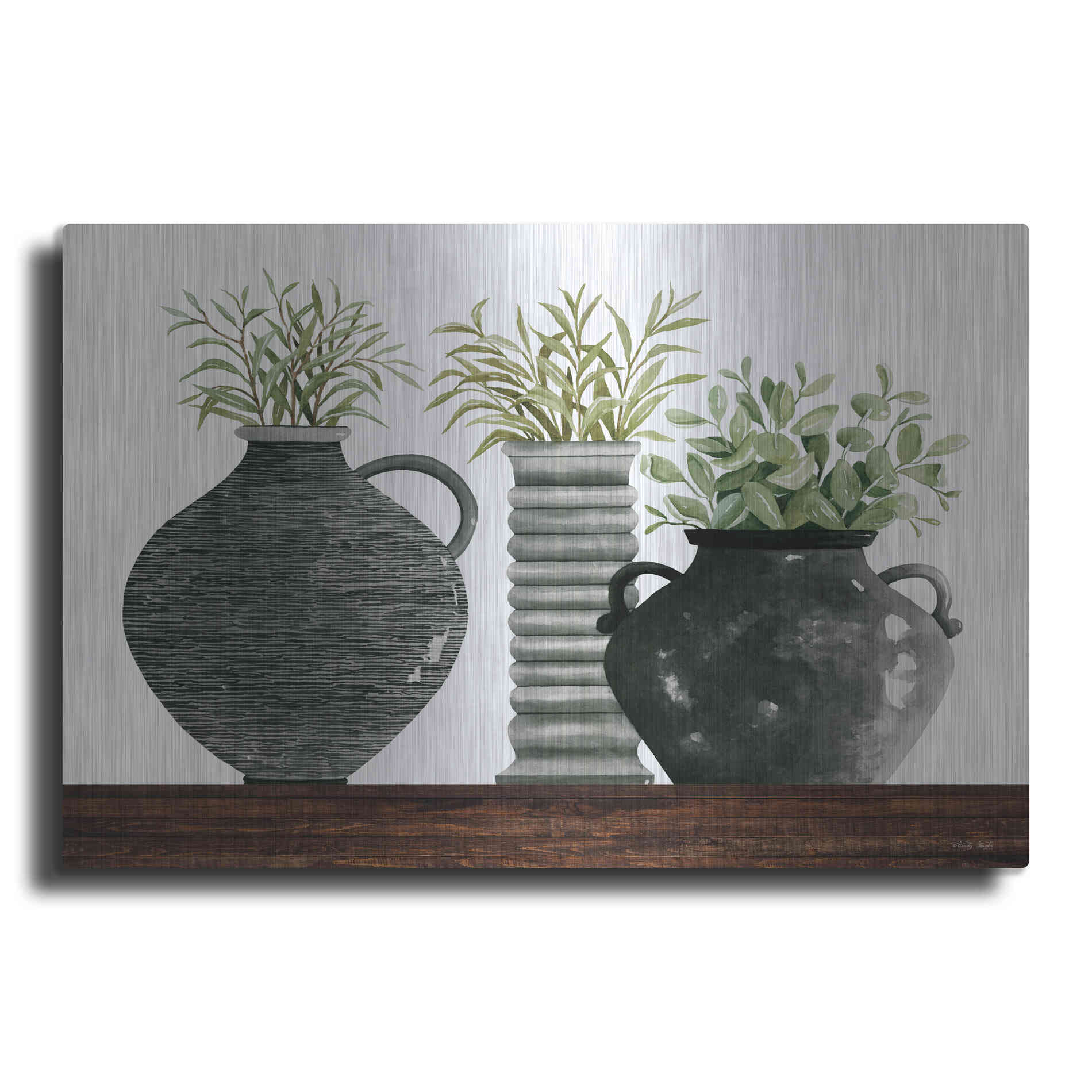 Luxe Metal Art 'Black Vase Set' by Cindy Jacobs, Metal Wall Art