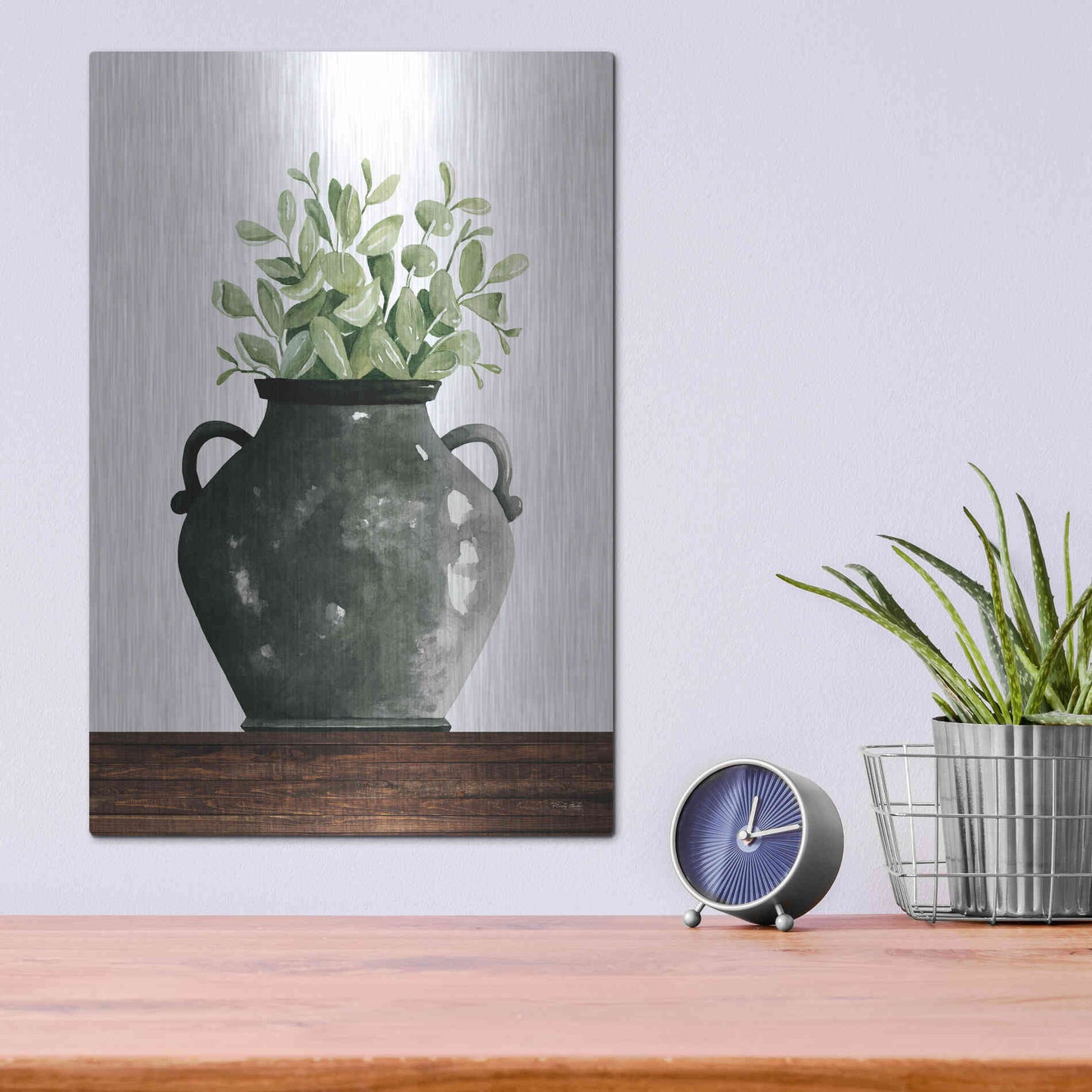 Luxe Metal Art 'Black Pot' by Cindy Jacobs, Metal Wall Art,12x16