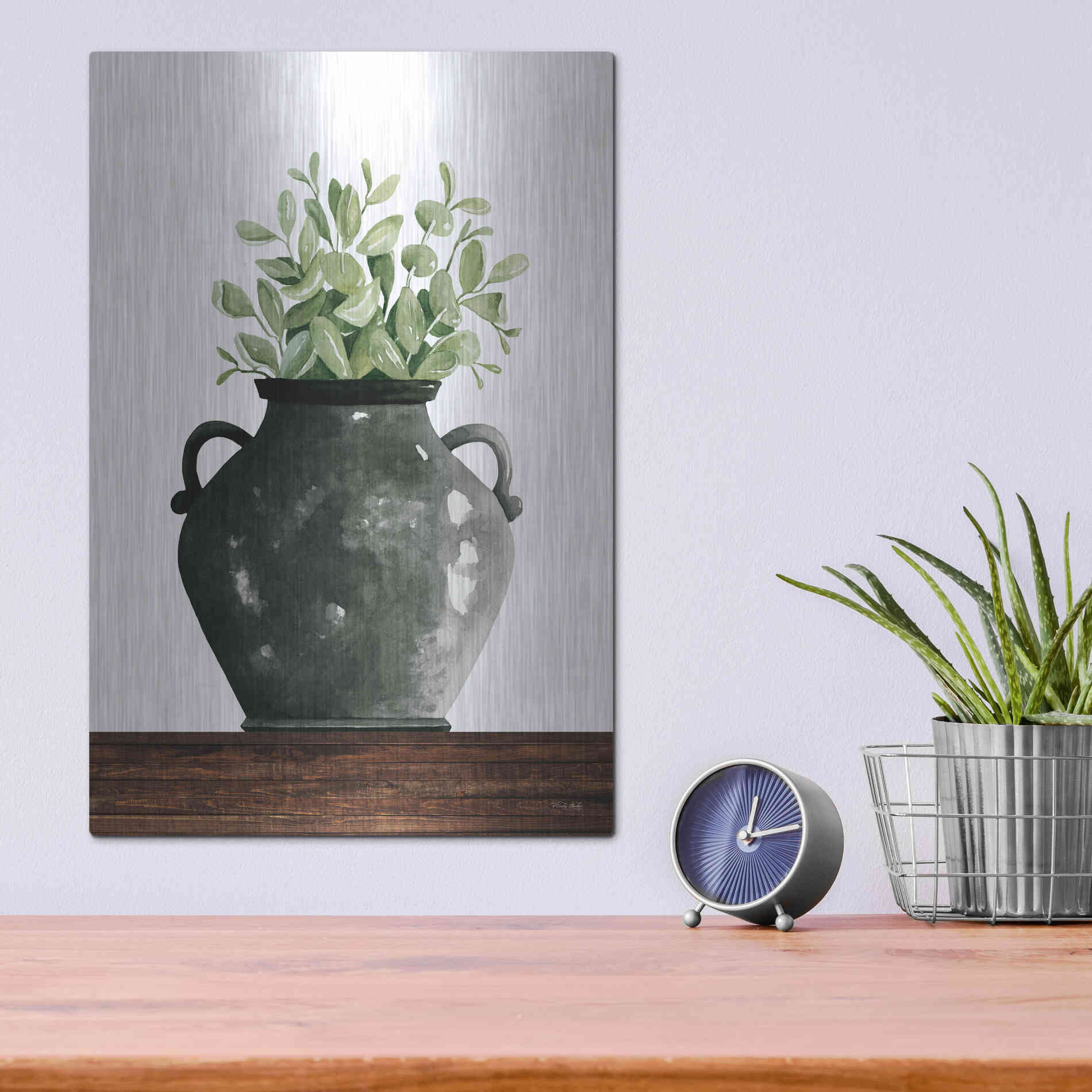 Luxe Metal Art 'Black Pot' by Cindy Jacobs, Metal Wall Art,12x16