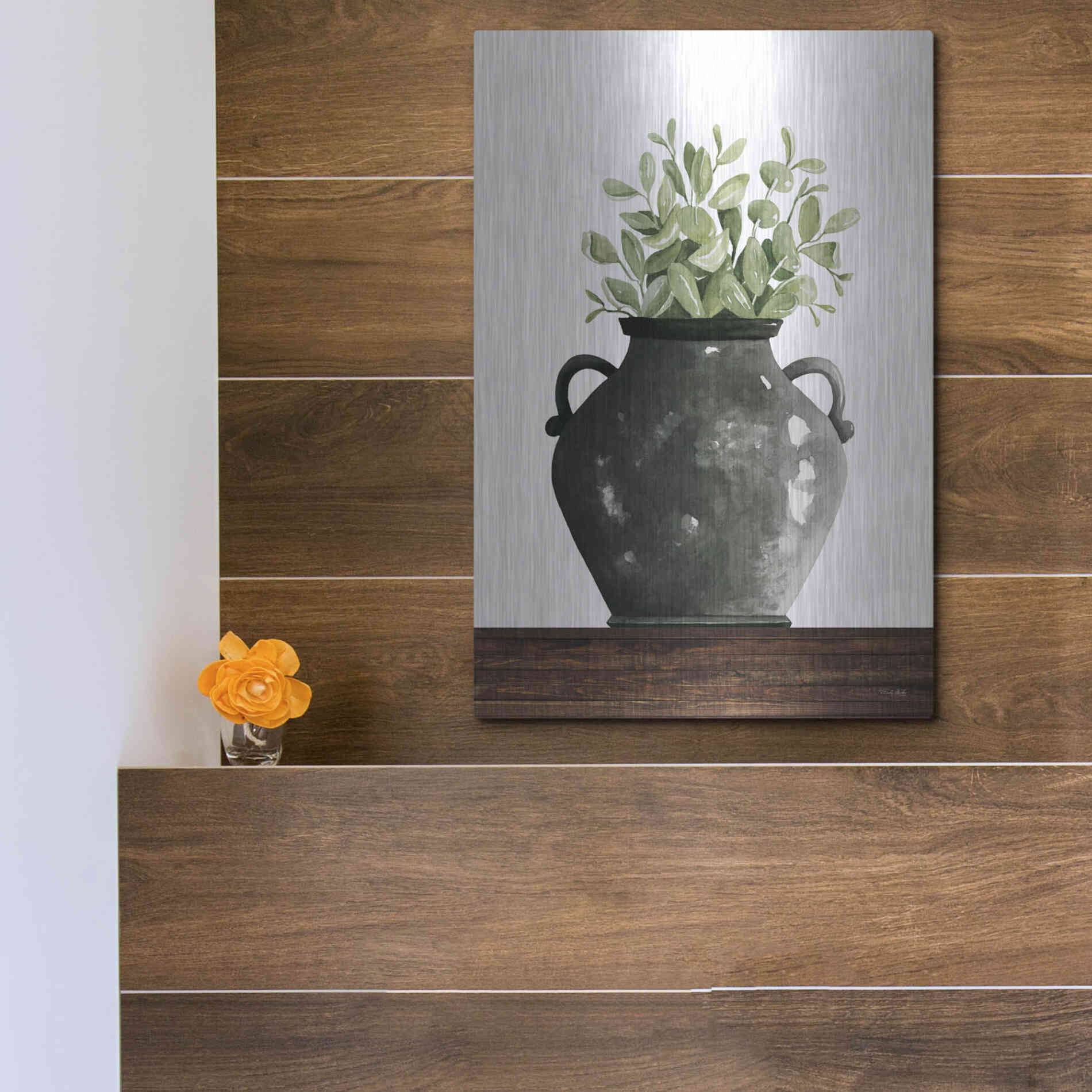 Luxe Metal Art 'Black Pot' by Cindy Jacobs, Metal Wall Art,12x16