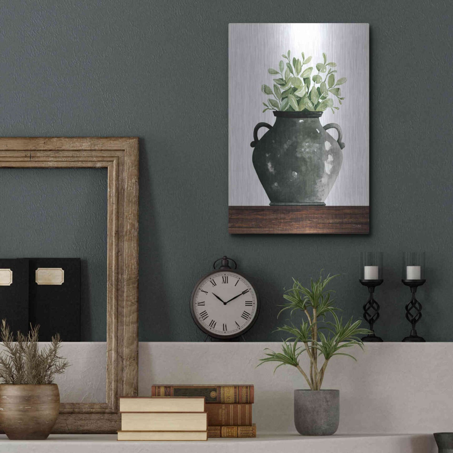 Luxe Metal Art 'Black Pot' by Cindy Jacobs, Metal Wall Art,12x16