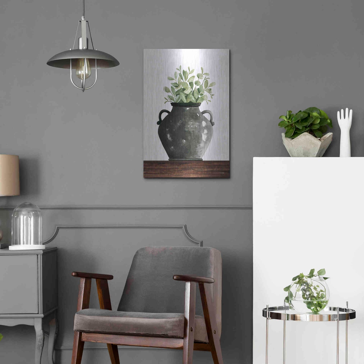 Luxe Metal Art 'Black Pot' by Cindy Jacobs, Metal Wall Art,16x24