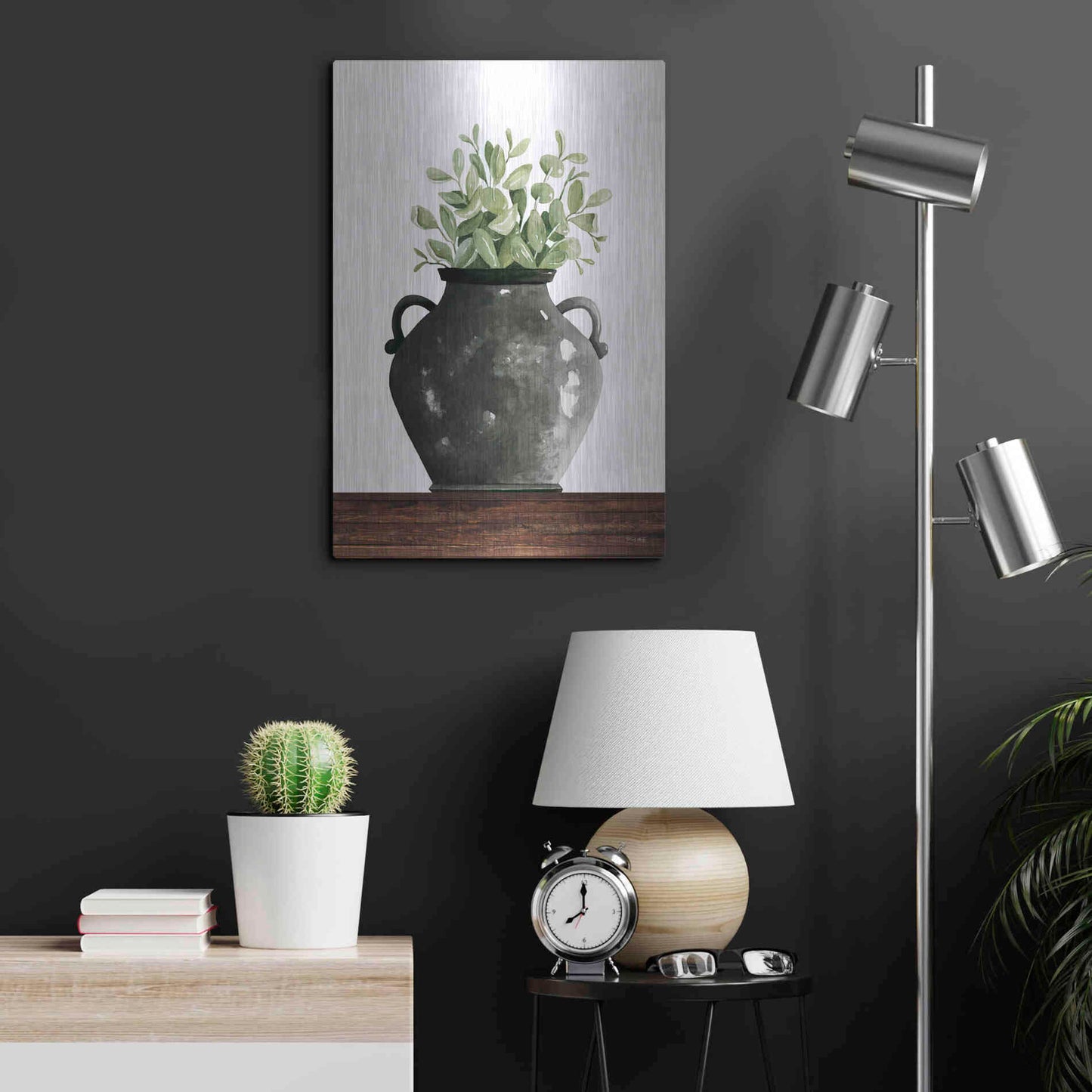 Luxe Metal Art 'Black Pot' by Cindy Jacobs, Metal Wall Art,16x24