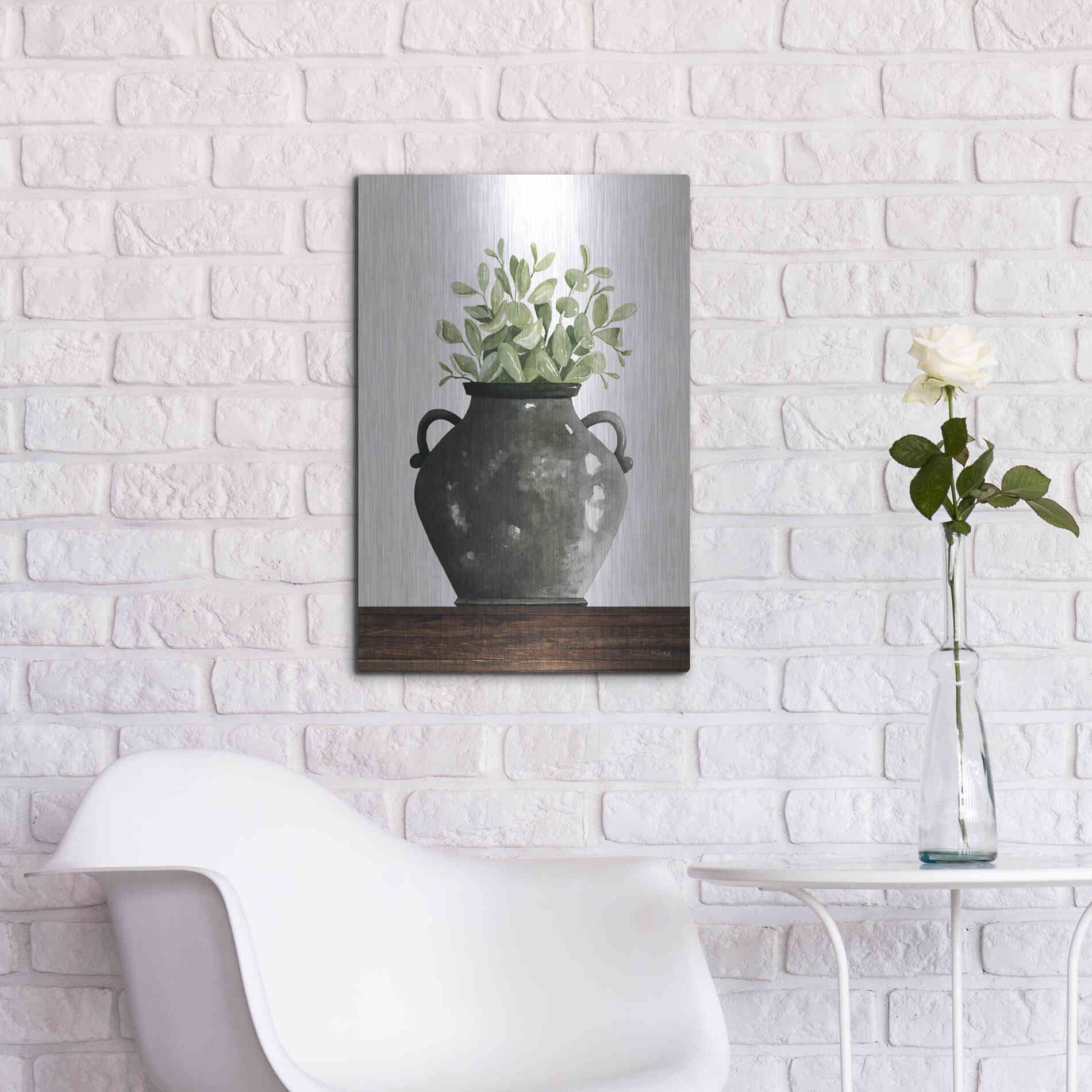 Luxe Metal Art 'Black Pot' by Cindy Jacobs, Metal Wall Art,16x24