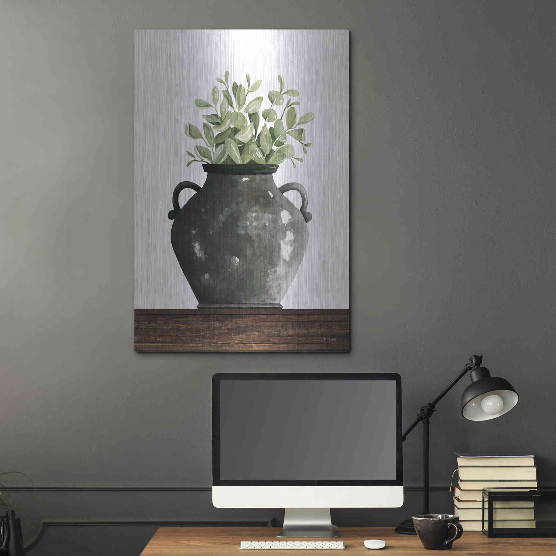 Luxe Metal Art 'Black Pot' by Cindy Jacobs, Metal Wall Art,24x36