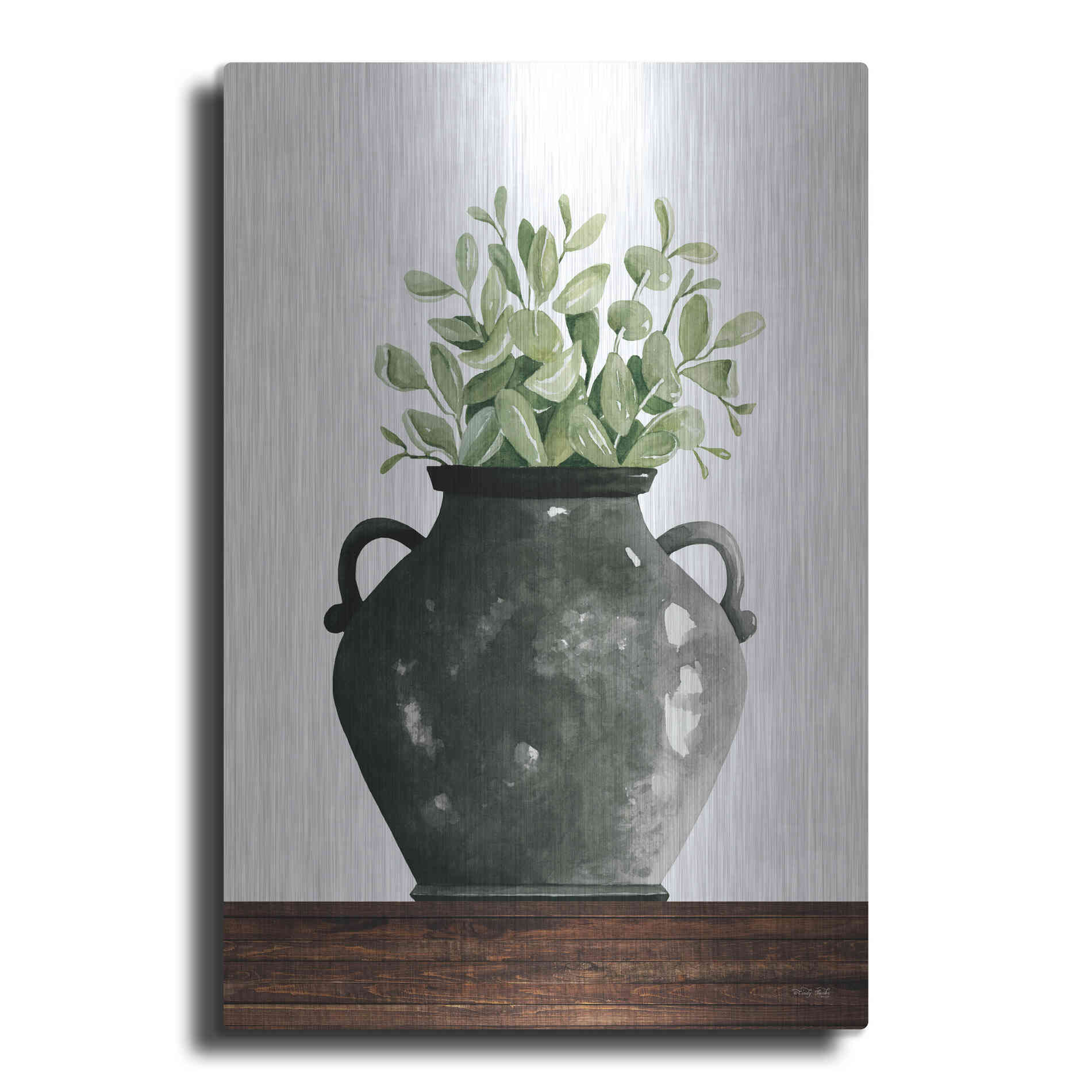 Luxe Metal Art 'Black Pot' by Cindy Jacobs, Metal Wall Art