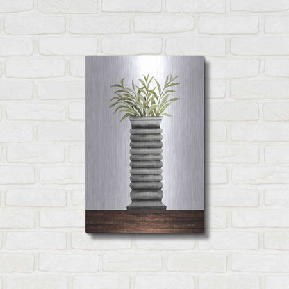 Luxe Metal Art 'Gray Vase' by Cindy Jacobs, Metal Wall Art,16x24