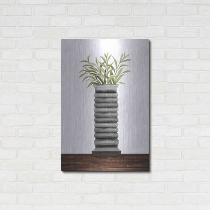 Luxe Metal Art 'Gray Vase' by Cindy Jacobs, Metal Wall Art,24x36