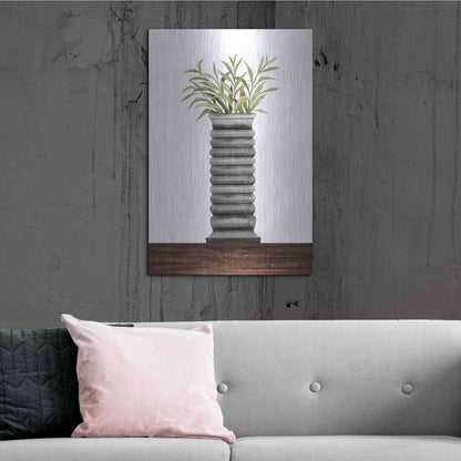 Luxe Metal Art 'Gray Vase' by Cindy Jacobs, Metal Wall Art,24x36