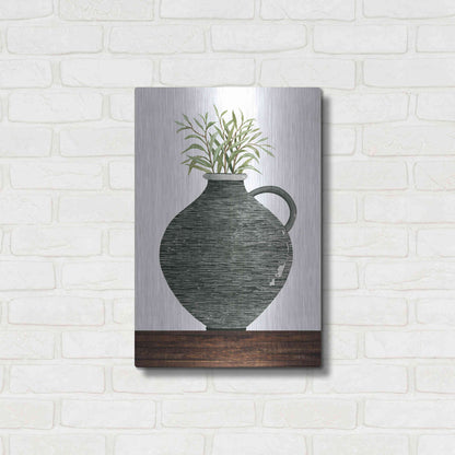 Luxe Metal Art 'Striped Pot' by Cindy Jacobs, Metal Wall Art,16x24