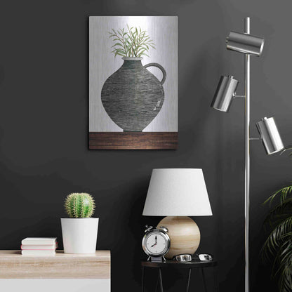 Luxe Metal Art 'Striped Pot' by Cindy Jacobs, Metal Wall Art,16x24