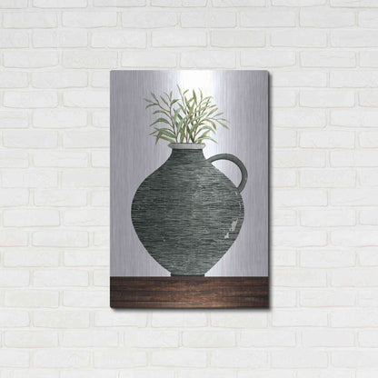 Luxe Metal Art 'Striped Pot' by Cindy Jacobs, Metal Wall Art,24x36