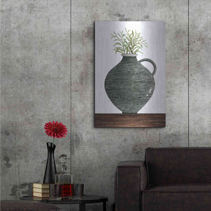 Luxe Metal Art 'Striped Pot' by Cindy Jacobs, Metal Wall Art,24x36