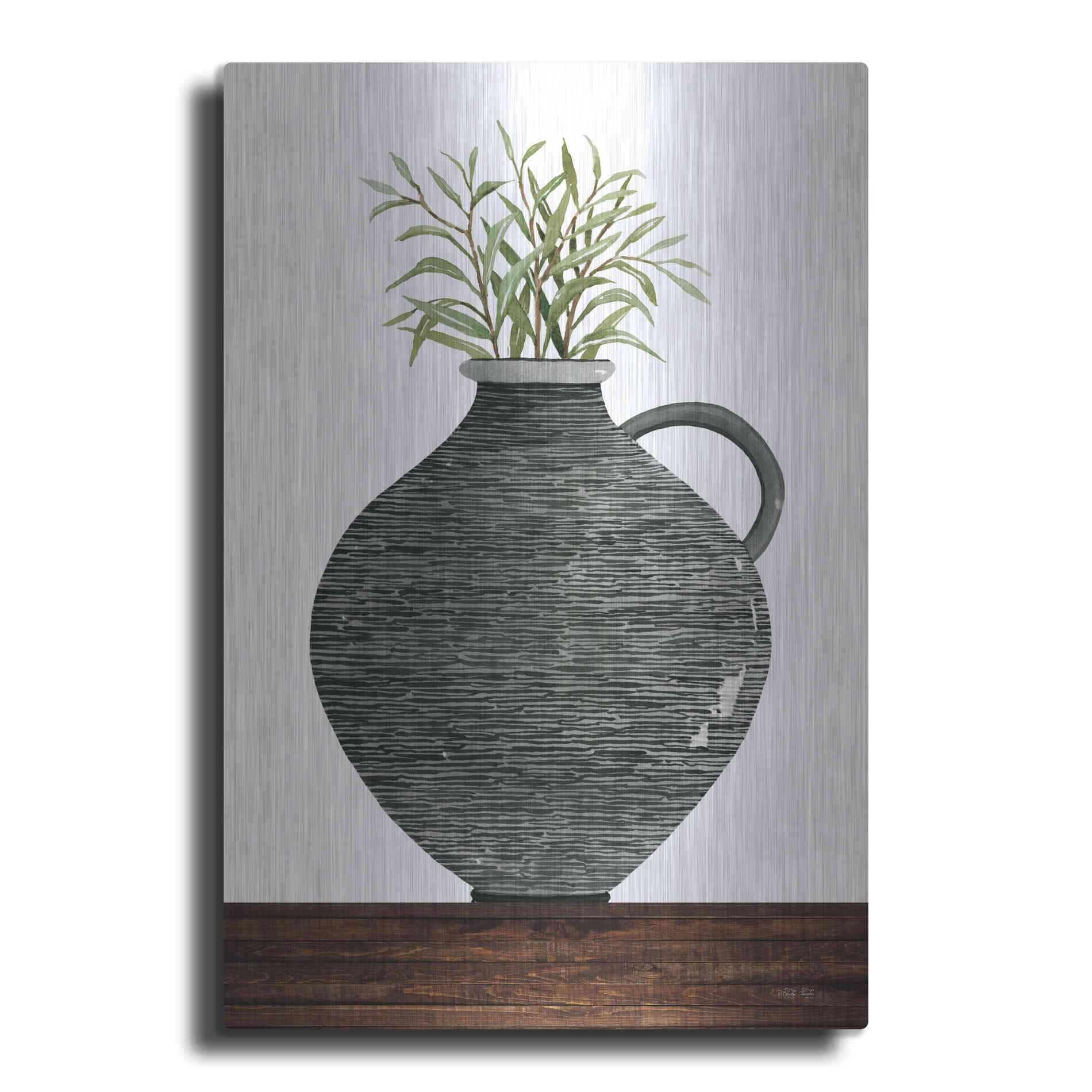 Luxe Metal Art 'Striped Pot' by Cindy Jacobs, Metal Wall Art