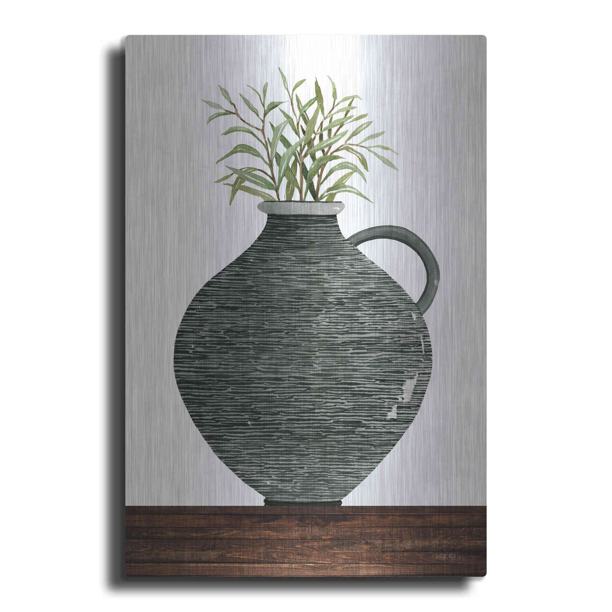 Luxe Metal Art 'Striped Pot' by Cindy Jacobs, Metal Wall Art