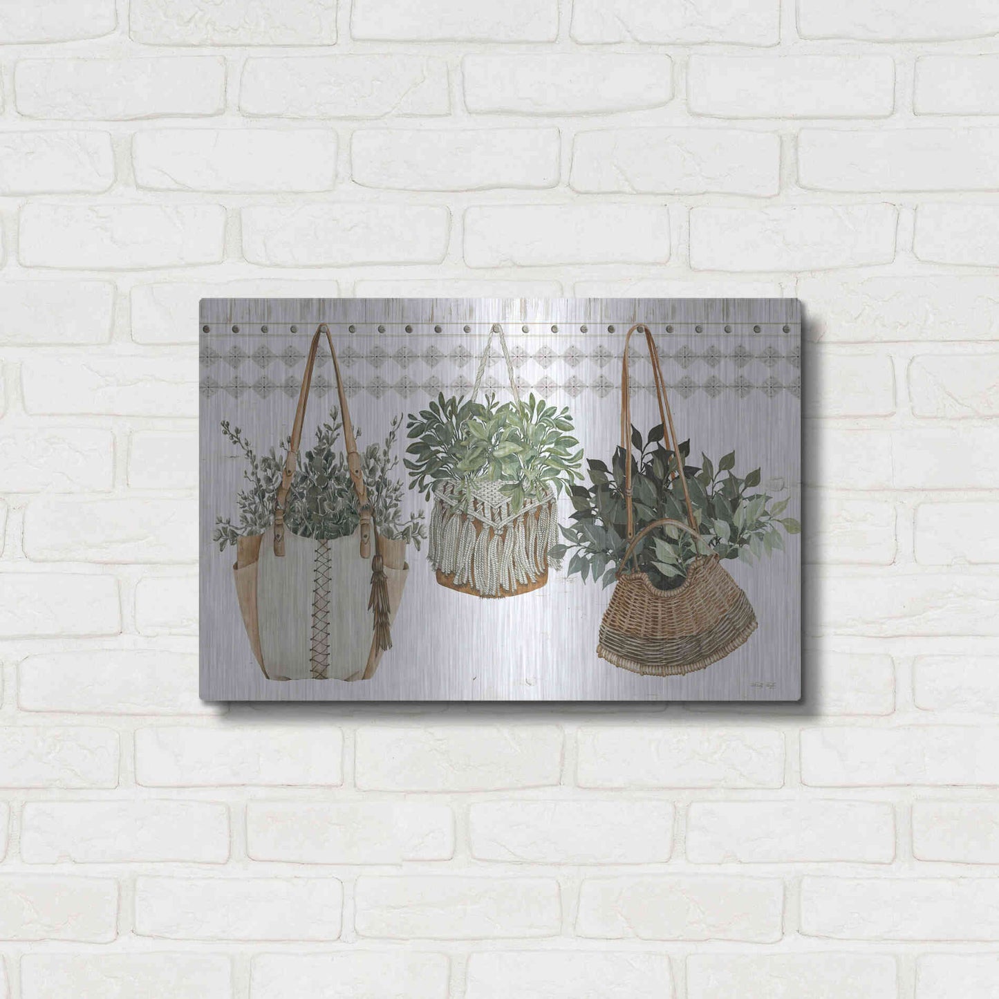 Luxe Metal Art 'Plant Purses' by Cindy Jacobs, Metal Wall Art,24x16