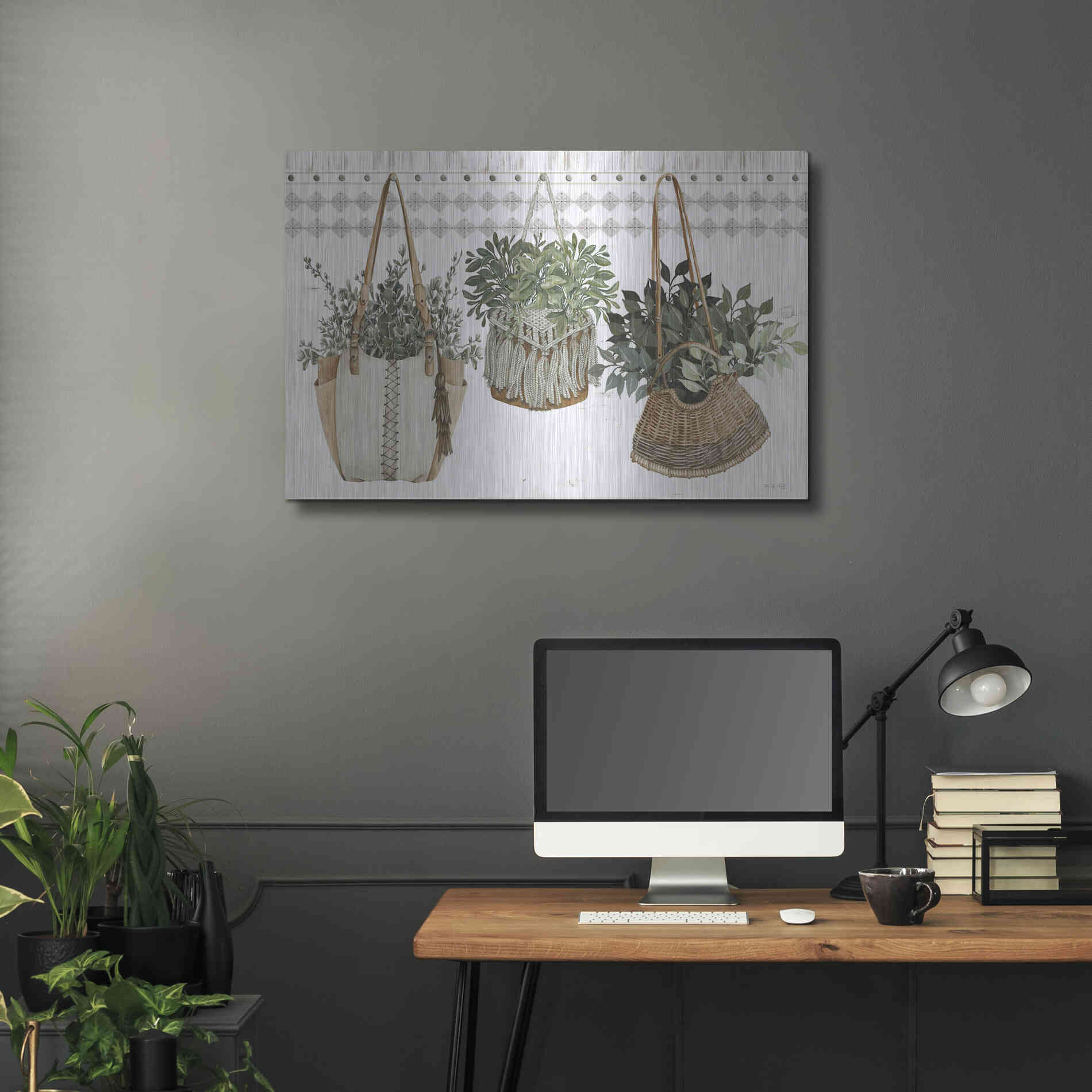 Luxe Metal Art 'Plant Purses' by Cindy Jacobs, Metal Wall Art,36x24