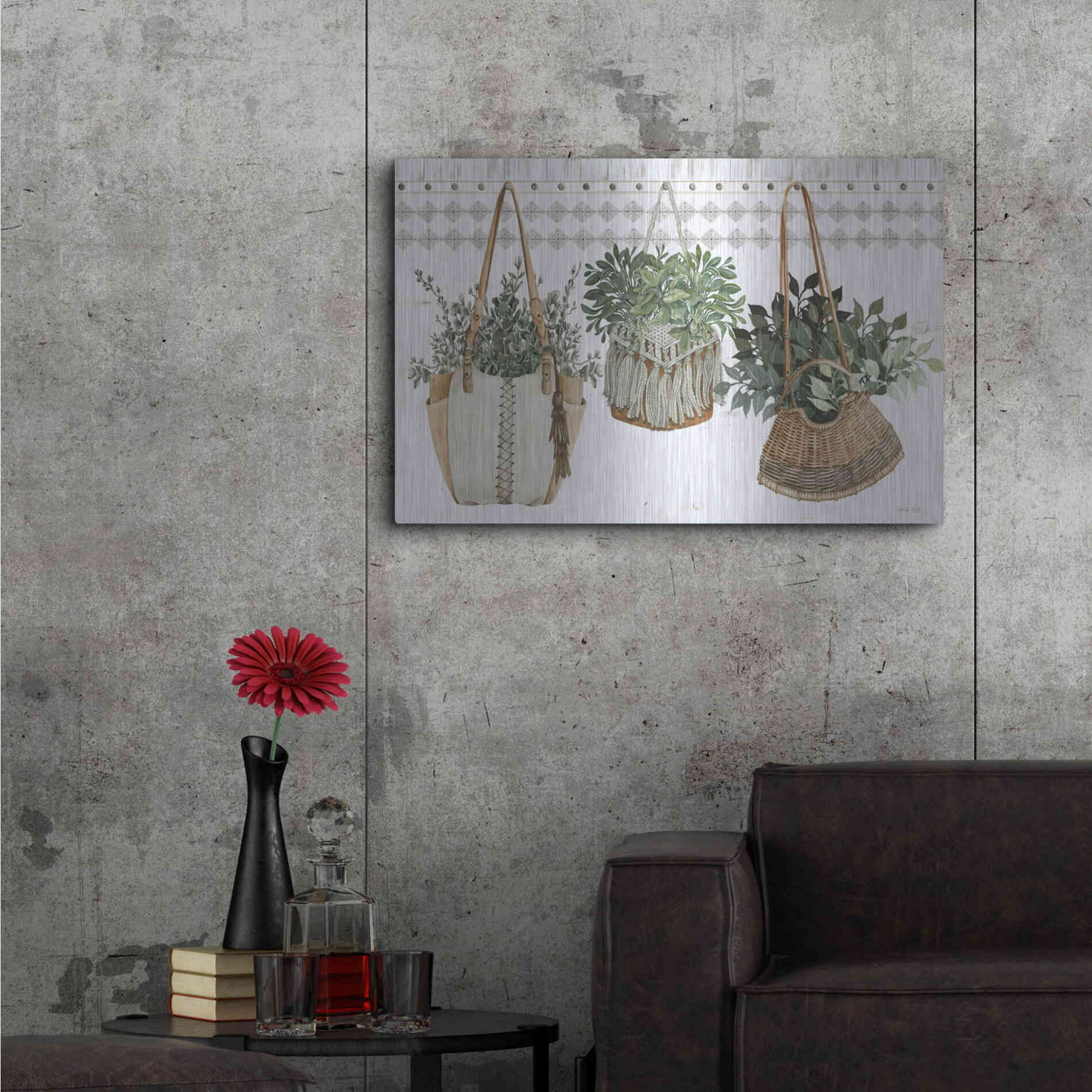 Luxe Metal Art 'Plant Purses' by Cindy Jacobs, Metal Wall Art,36x24