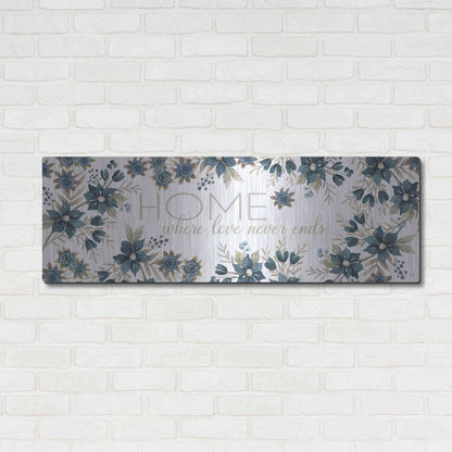 Luxe Metal Art 'HOME - Where Love Never Ends' by Cindy Jacobs, Metal Wall Art,48x16