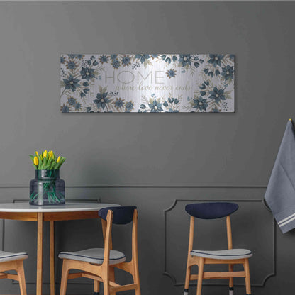 Luxe Metal Art 'HOME - Where Love Never Ends' by Cindy Jacobs, Metal Wall Art,48x16