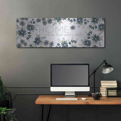 Luxe Metal Art 'HOME - Where Love Never Ends' by Cindy Jacobs, Metal Wall Art,48x16