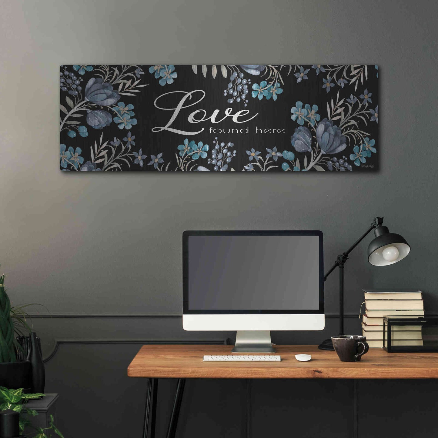 Luxe Metal Art 'Love Found Here' by Cindy Jacobs, Metal Wall Art,48x16