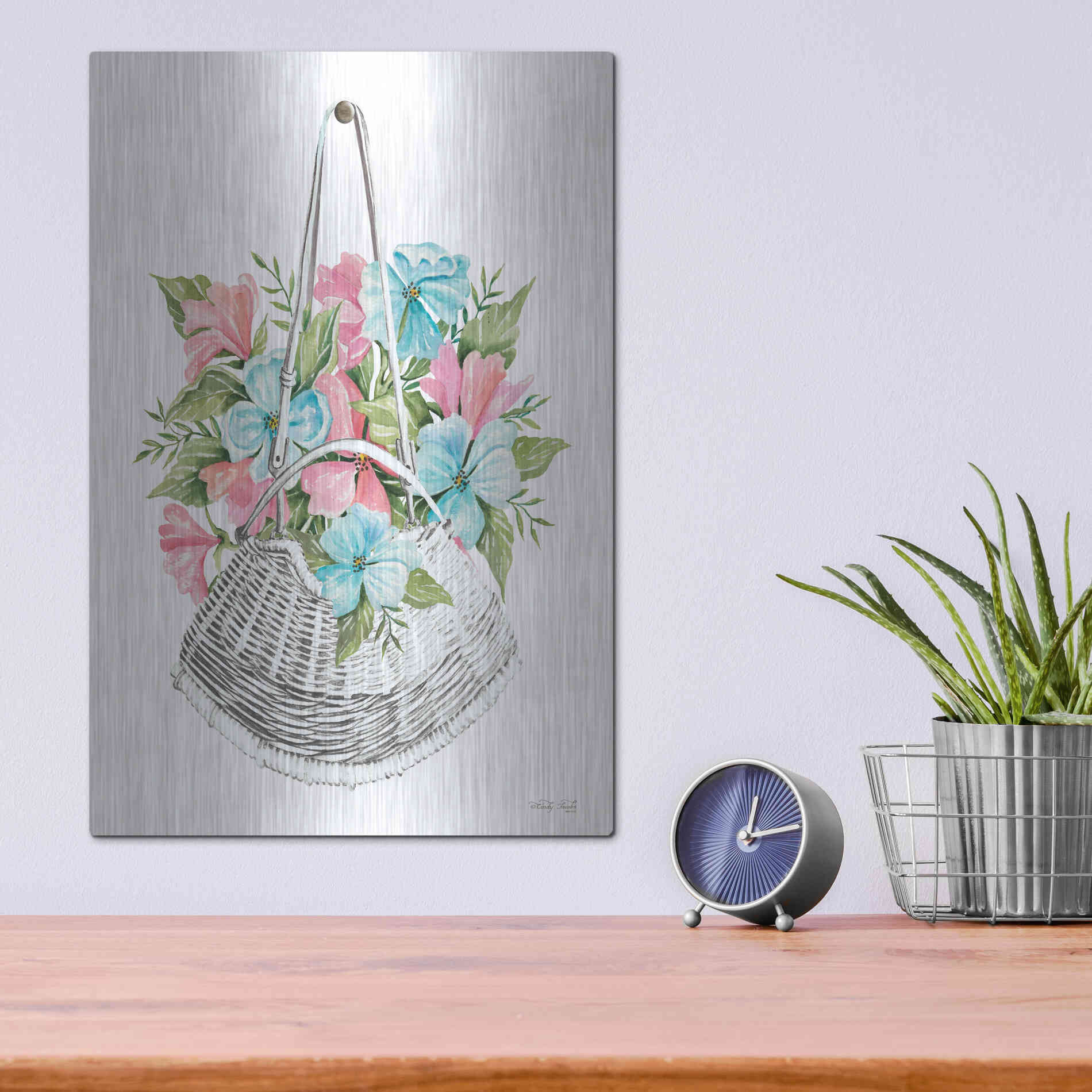 Luxe Metal Art 'Floral Pop III' by Cindy Jacobs, Metal Wall Art,12x16