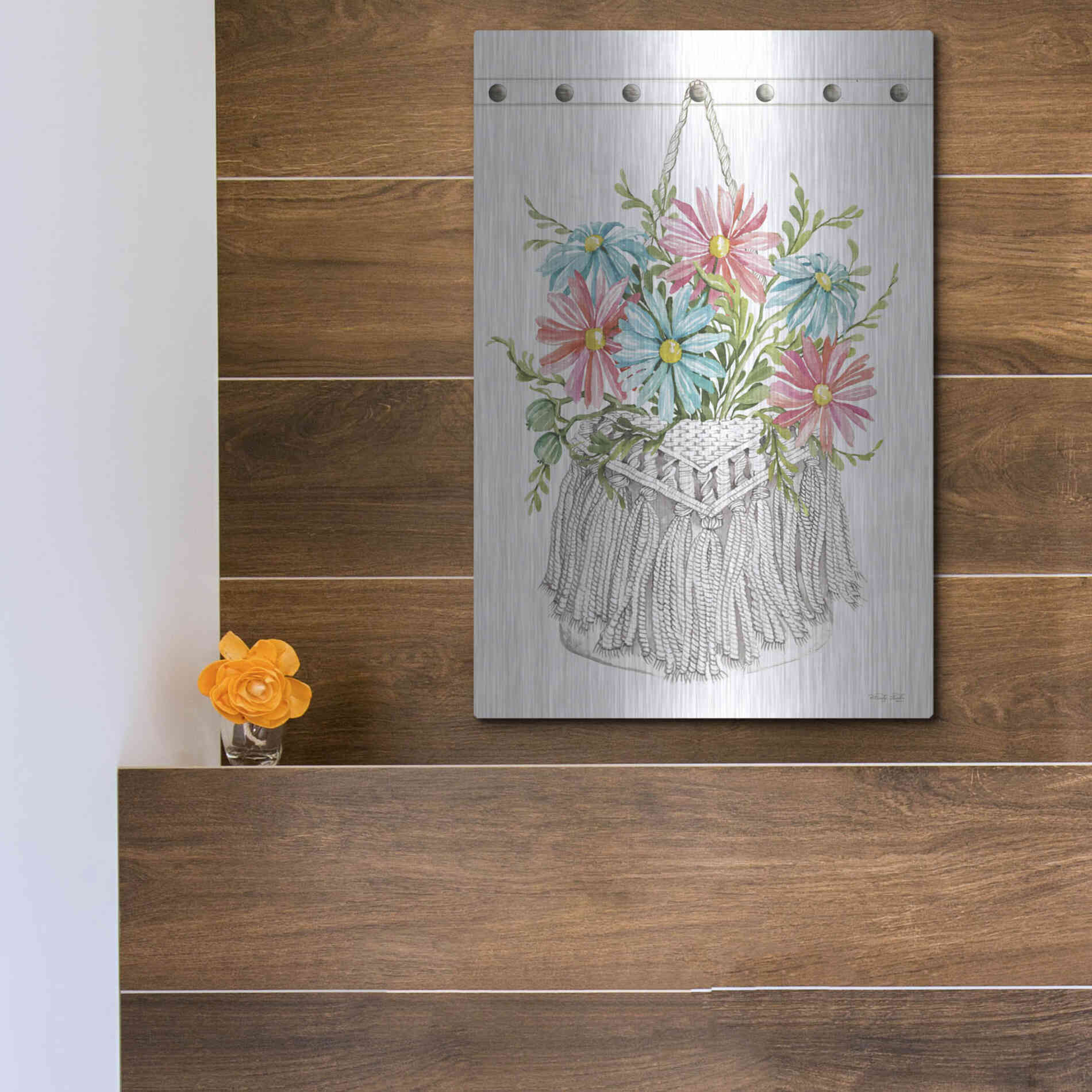 Luxe Metal Art 'Floral Pop IV' by Cindy Jacobs, Metal Wall Art,12x16