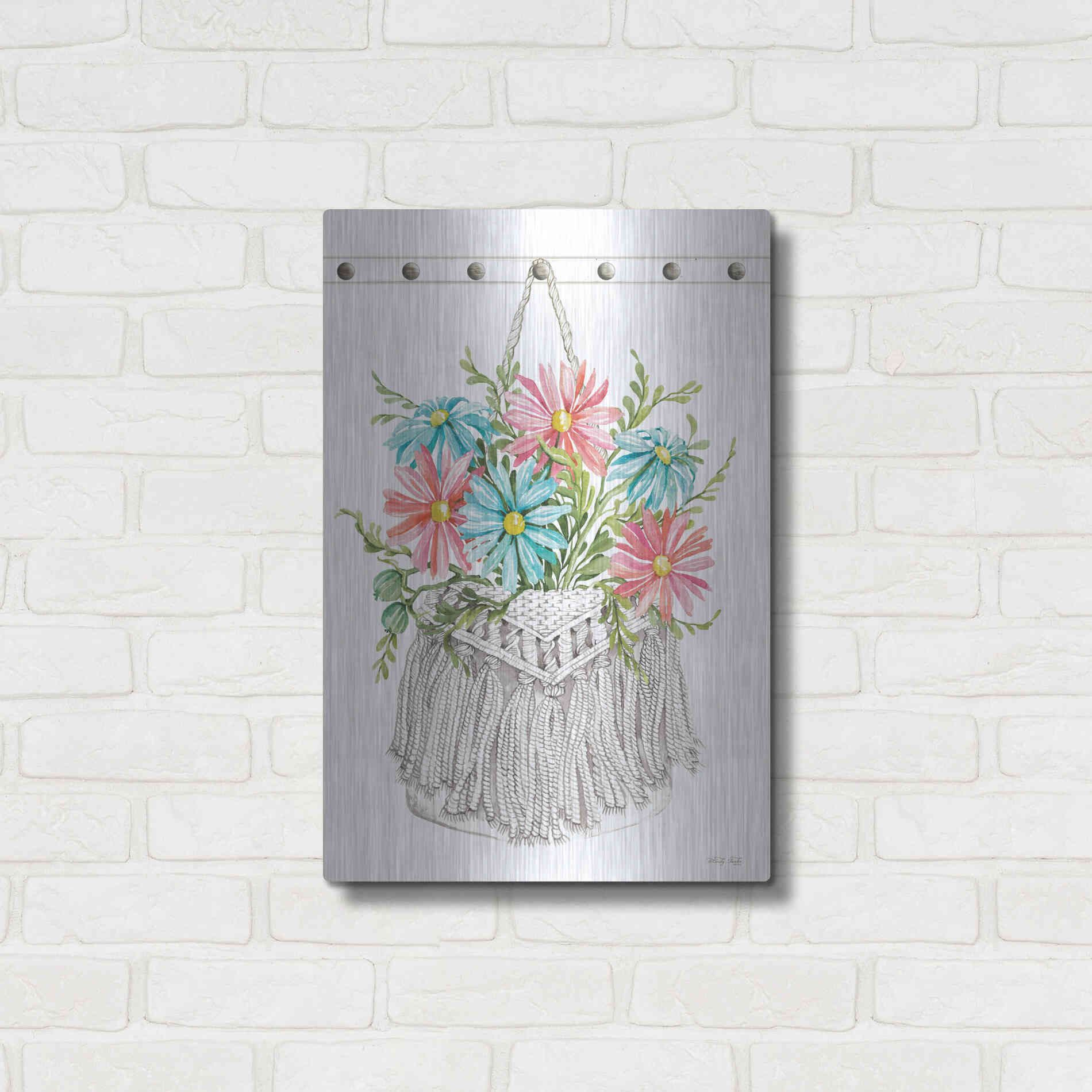 Luxe Metal Art 'Floral Pop IV' by Cindy Jacobs, Metal Wall Art,16x24