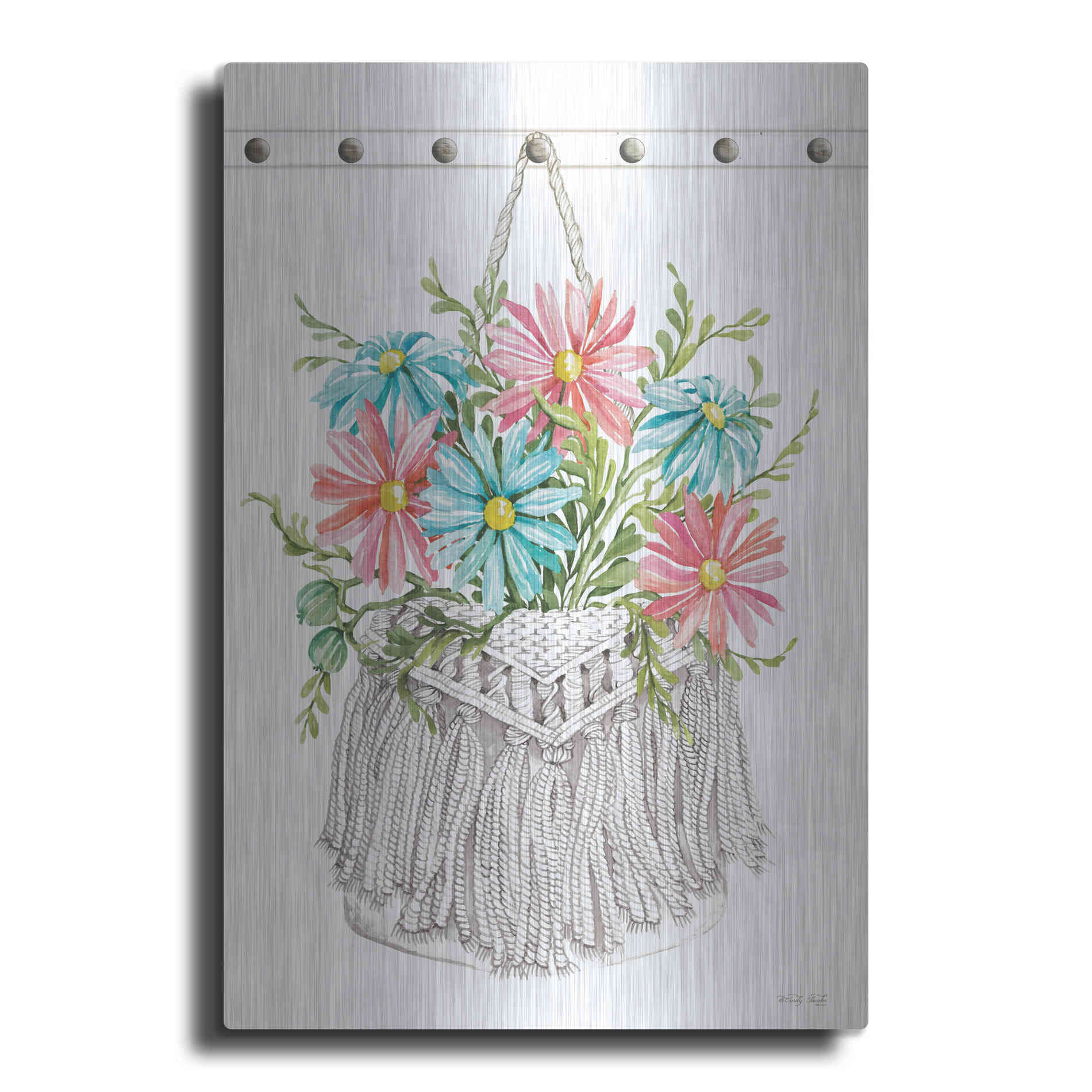 Luxe Metal Art 'Floral Pop IV' by Cindy Jacobs, Metal Wall Art