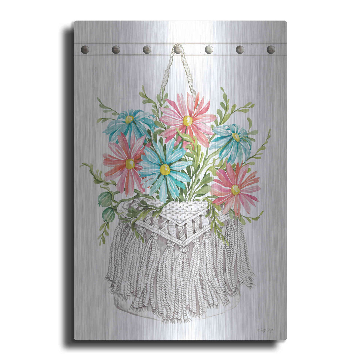 Luxe Metal Art 'Floral Pop IV' by Cindy Jacobs, Metal Wall Art
