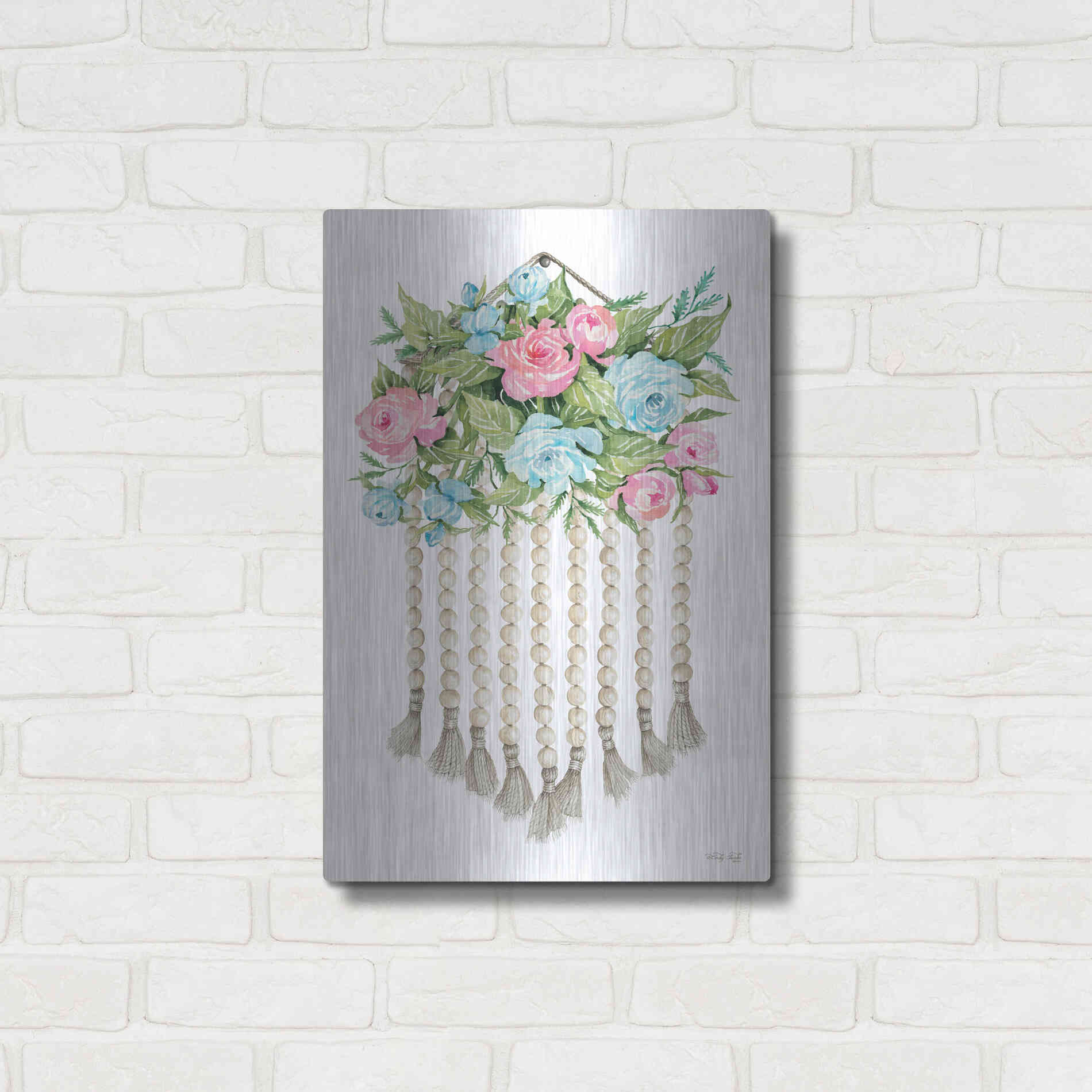 Luxe Metal Art 'Floral Pop V' by Cindy Jacobs, Metal Wall Art,16x24