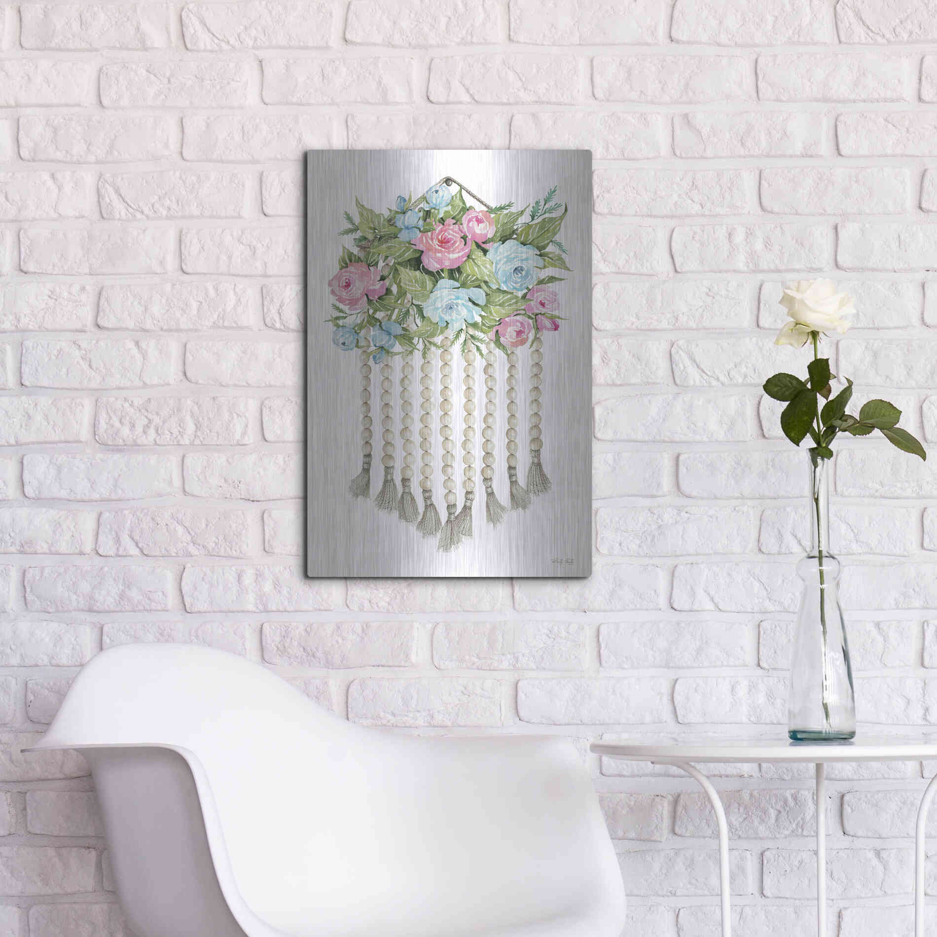 Luxe Metal Art 'Floral Pop V' by Cindy Jacobs, Metal Wall Art,16x24