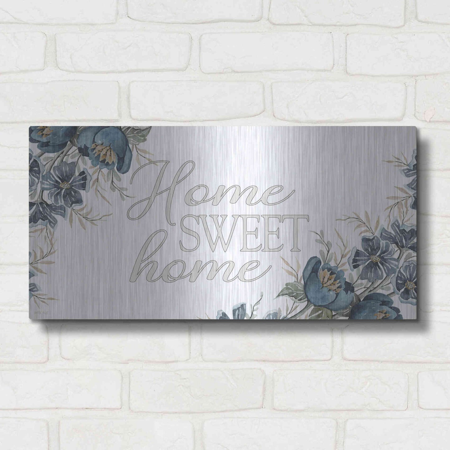 Luxe Metal Art 'Home Sweet Home 2' by Cindy Jacobs, Metal Wall Art,24x12
