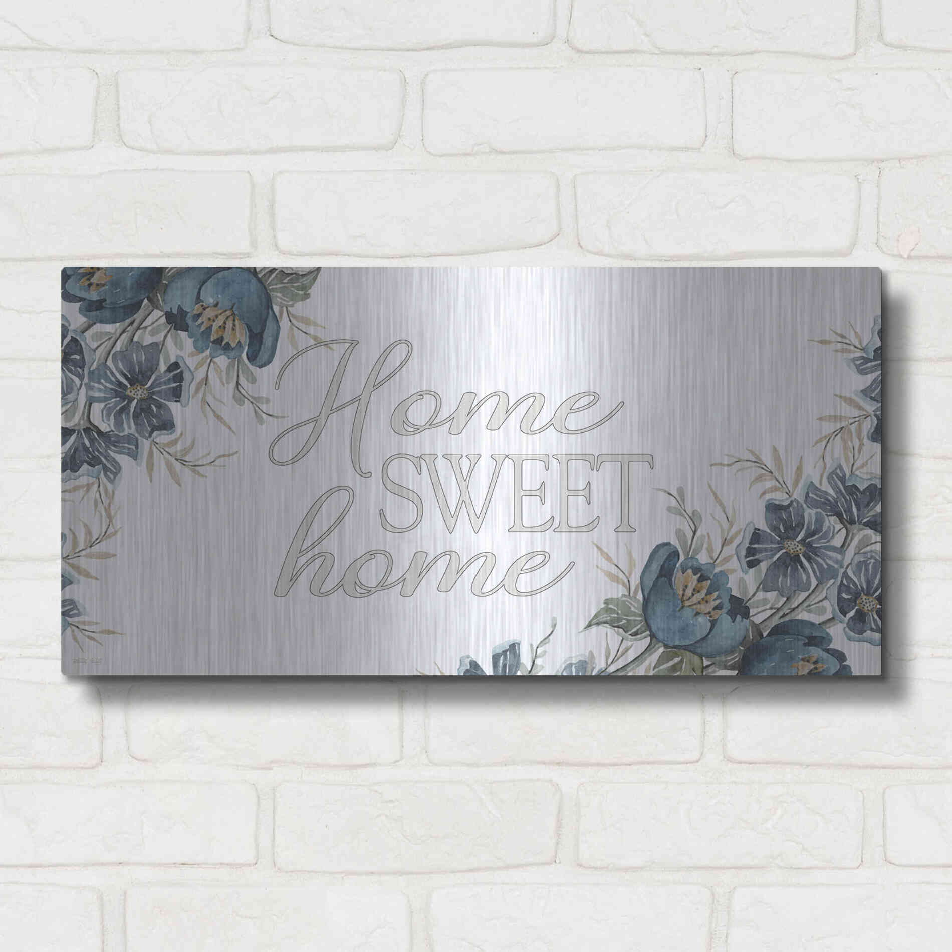 Luxe Metal Art 'Home Sweet Home 2' by Cindy Jacobs, Metal Wall Art,24x12