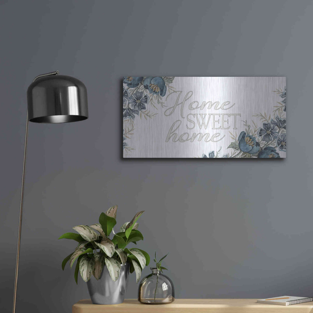 Luxe Metal Art 'Home Sweet Home 2' by Cindy Jacobs, Metal Wall Art,24x12