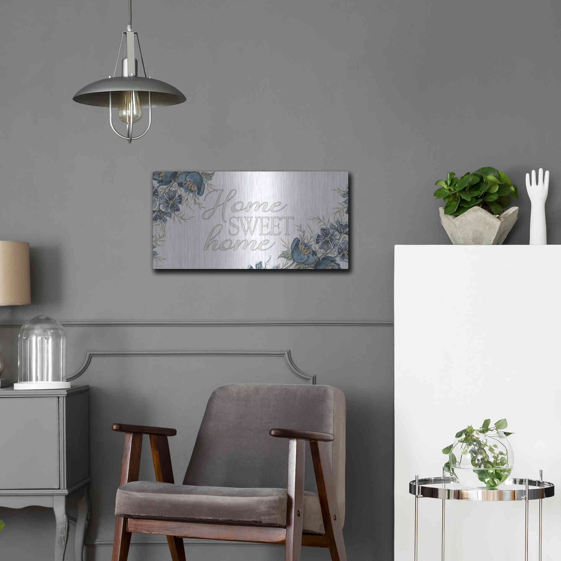 Luxe Metal Art 'Home Sweet Home 2' by Cindy Jacobs, Metal Wall Art,24x12