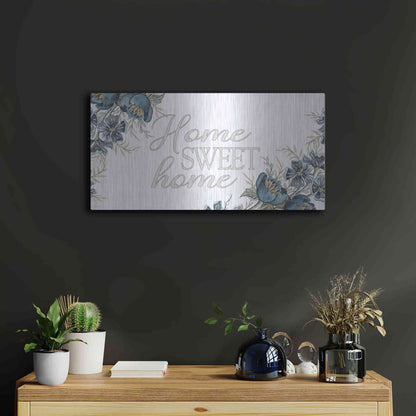 Luxe Metal Art 'Home Sweet Home 2' by Cindy Jacobs, Metal Wall Art,24x12