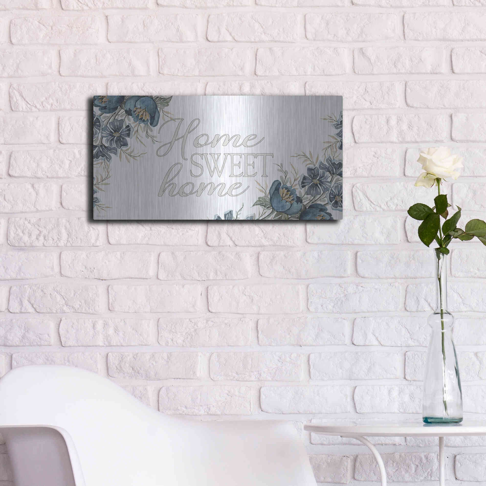 Luxe Metal Art 'Home Sweet Home 2' by Cindy Jacobs, Metal Wall Art,24x12