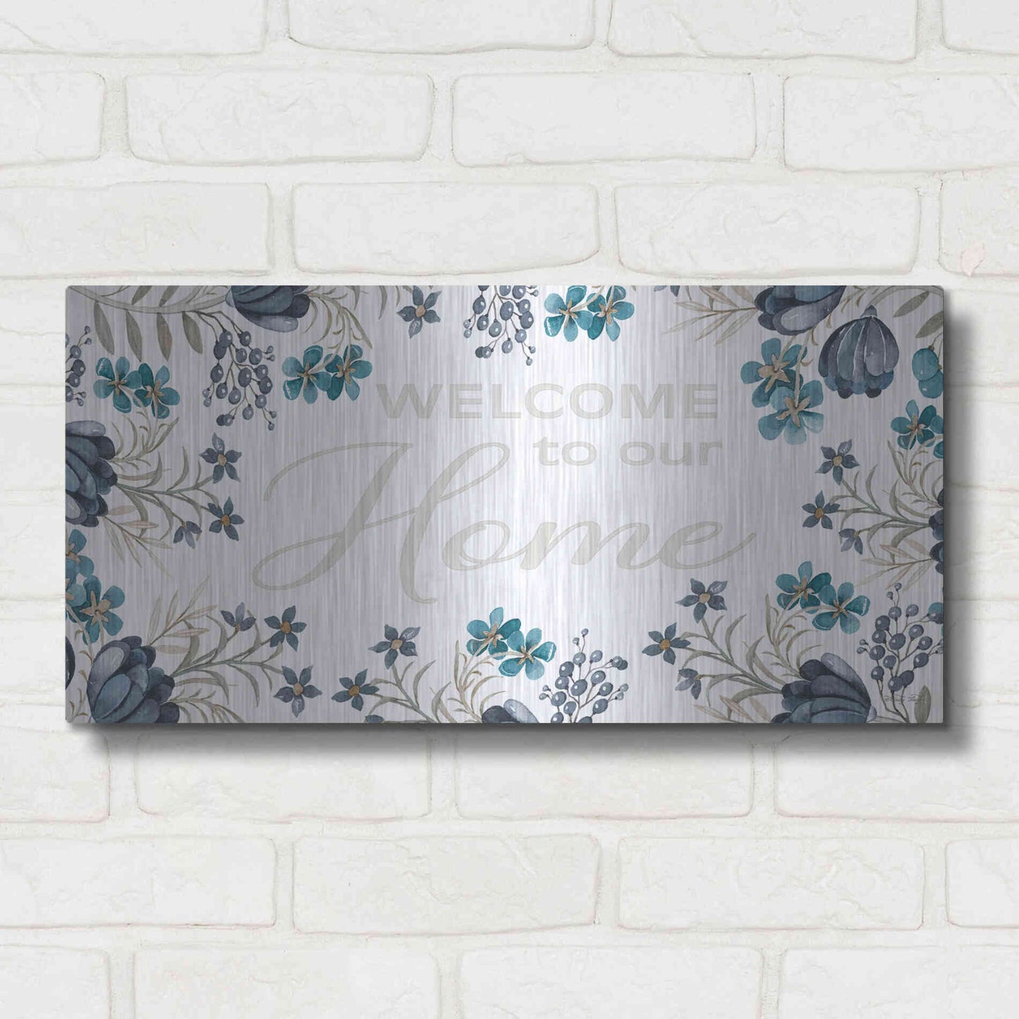 Luxe Metal Art 'Welcome to Our Home' by Cindy Jacobs, Metal Wall Art,24x12