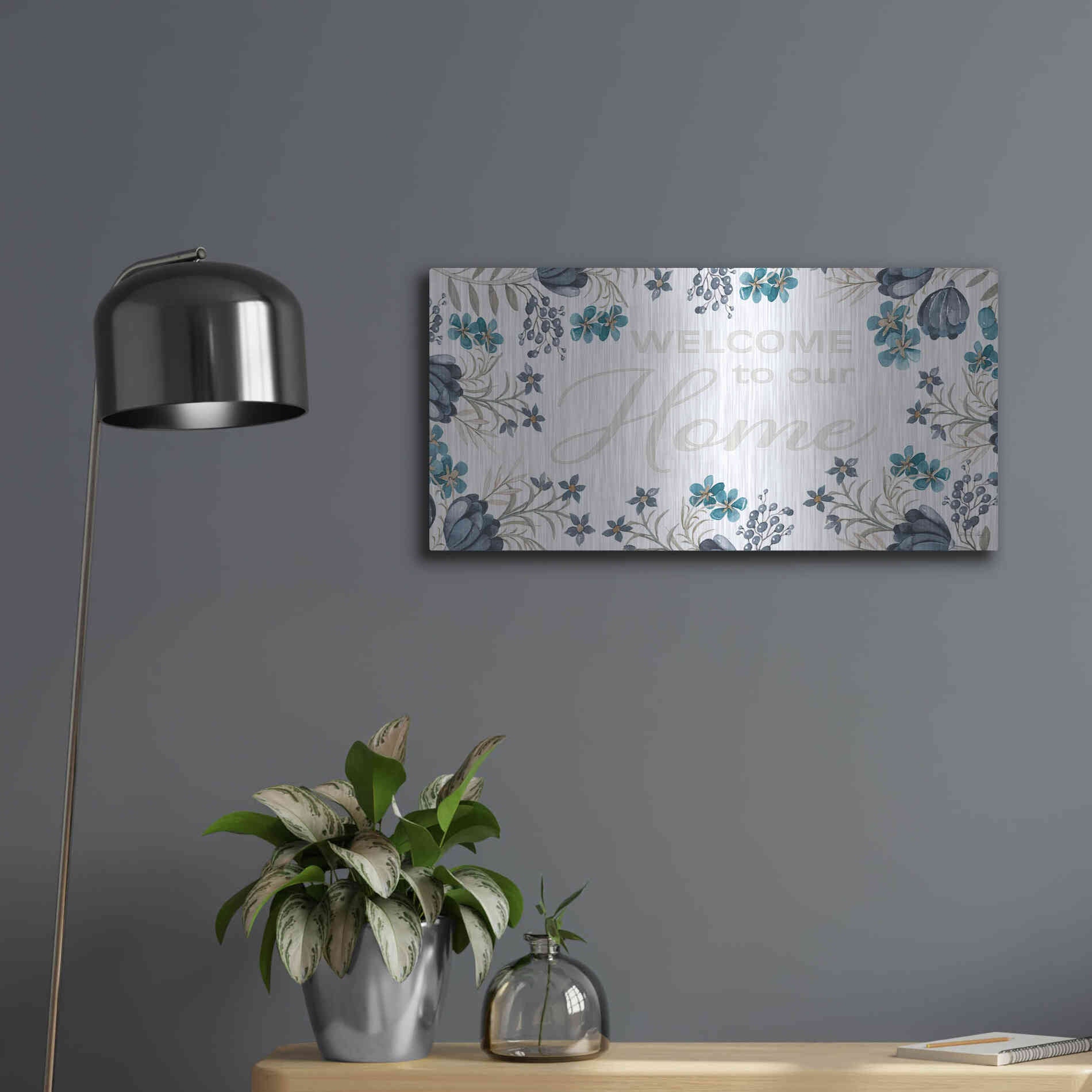 Luxe Metal Art 'Welcome to Our Home' by Cindy Jacobs, Metal Wall Art,24x12