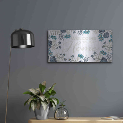 Luxe Metal Art 'Welcome to Our Home' by Cindy Jacobs, Metal Wall Art,24x12