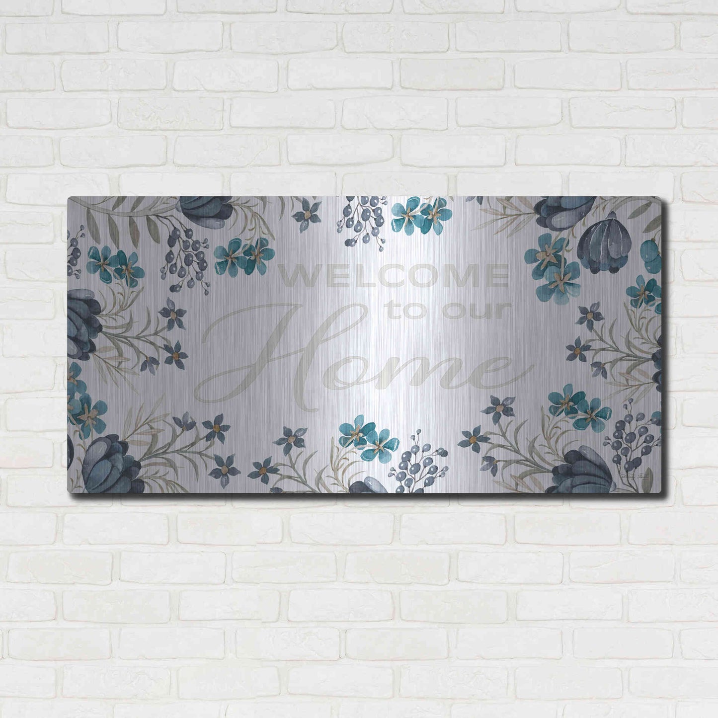 Luxe Metal Art 'Welcome to Our Home' by Cindy Jacobs, Metal Wall Art,48x24