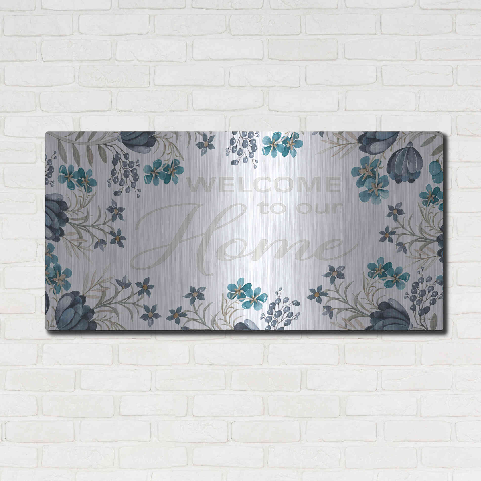 Luxe Metal Art 'Welcome to Our Home' by Cindy Jacobs, Metal Wall Art,48x24