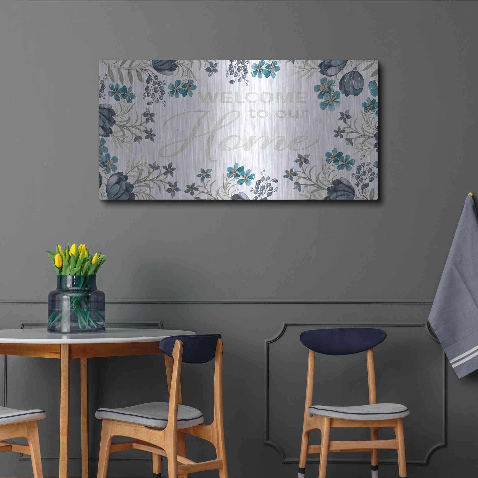 Luxe Metal Art 'Welcome to Our Home' by Cindy Jacobs, Metal Wall Art,48x24